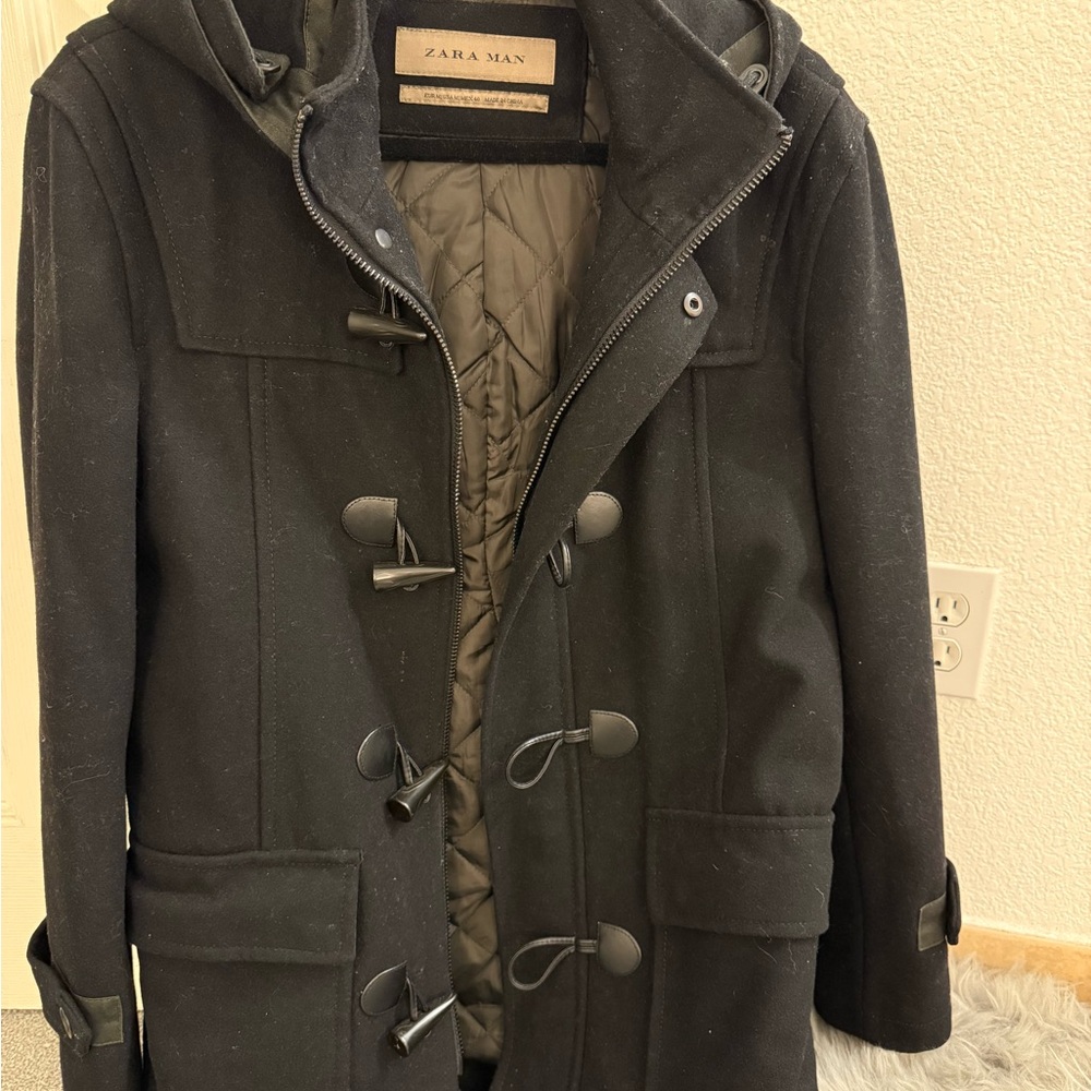 Zara Men's Black Toggle Coat